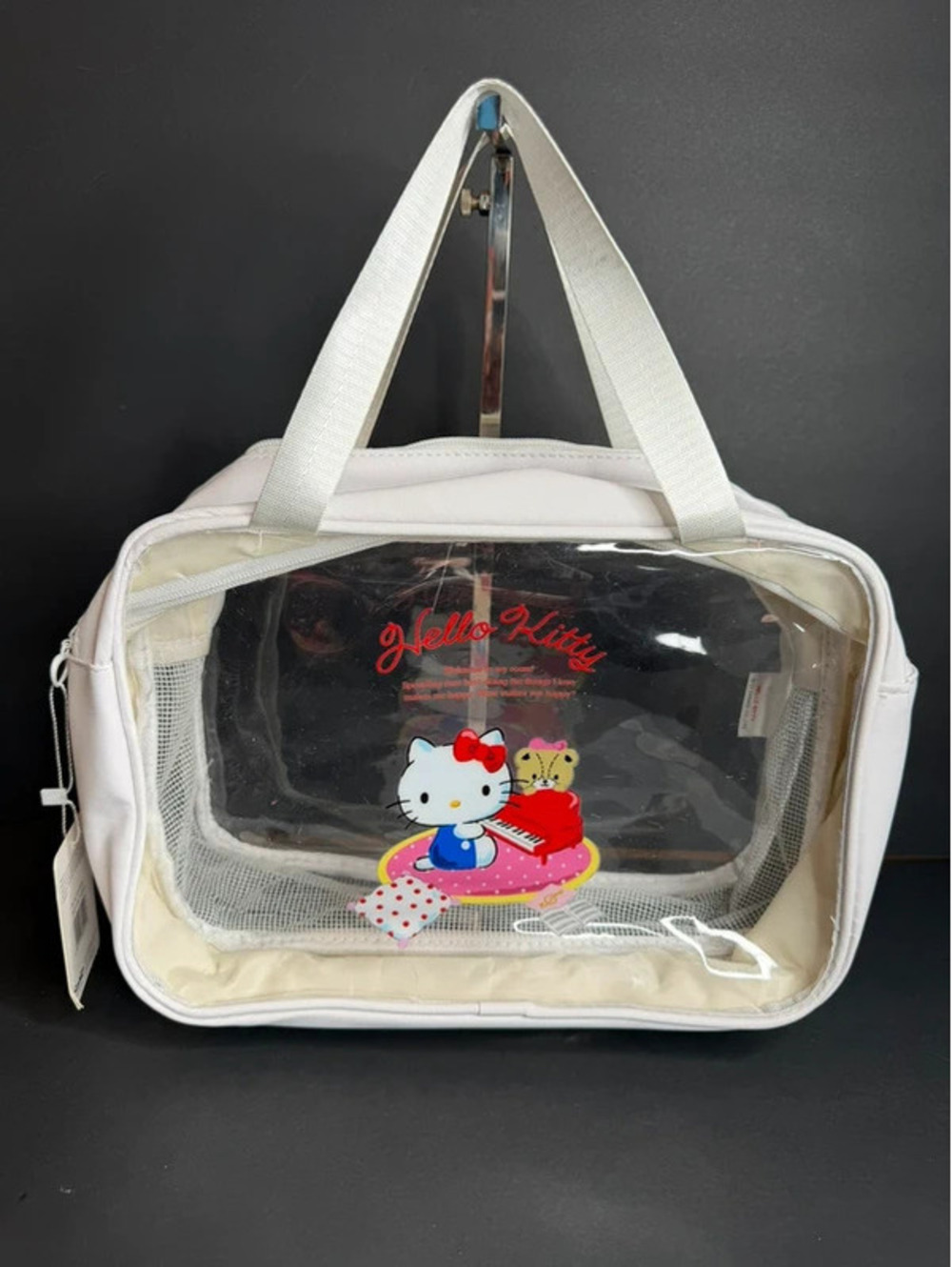 Hello kitty jumbo makeup bag double zip cosmetic travel Sanrio new